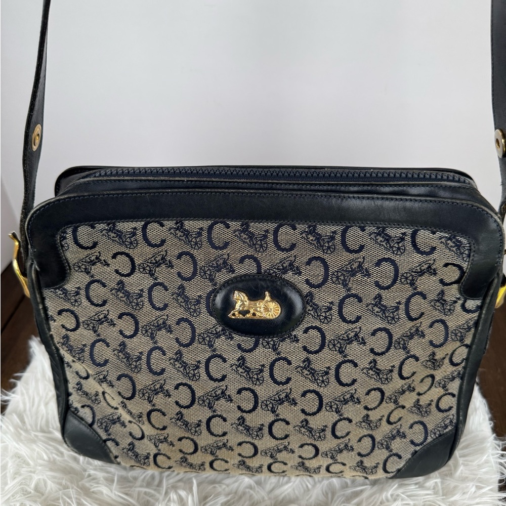💯 Authentic Celine Blue Canvas 2-way bag handbag/shoulder bag